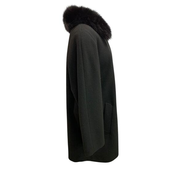 Size 10 Forecaster Womens Black Wool Blend Coat Faux Fur Collar Vintage - Picture 6 of 12